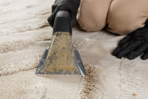 A man cleaning a rug in Bishops Stortford